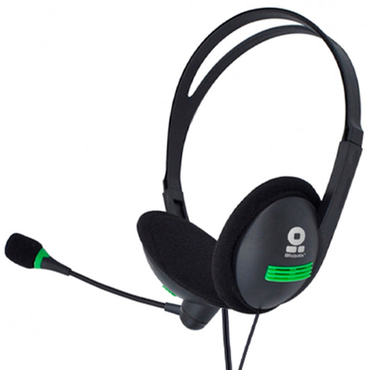 Diadema alambrico Brobotix detalle basico color Verde con microfono ajustable 3.5mm modelo 651428 color Negro