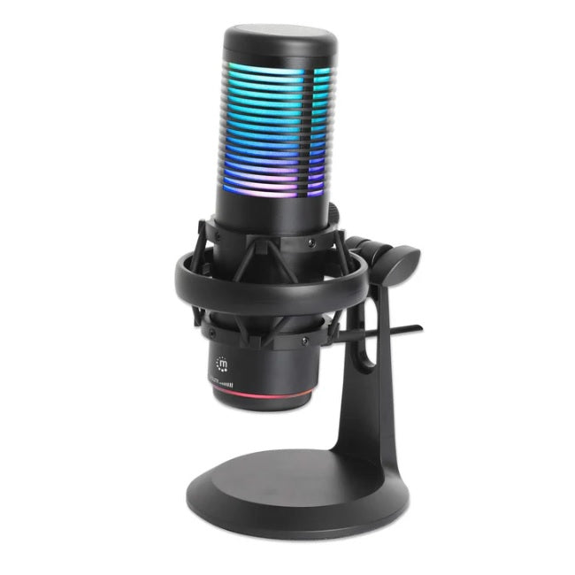 Microfono Manhattan Omnidireccional USB con LED RGB y cancelacion de ruido