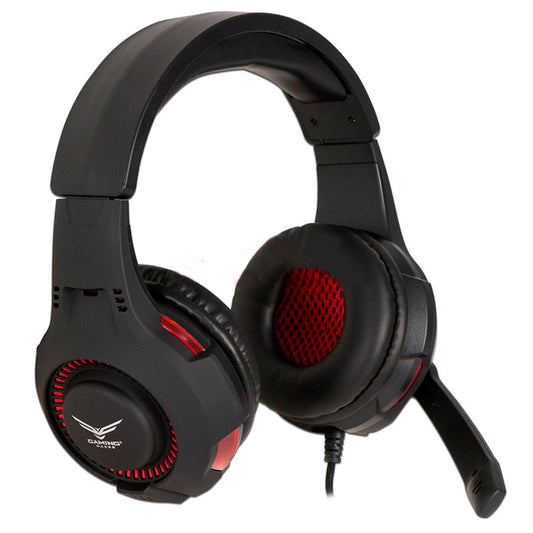 Audífono gamer diadema alámbrico Naceb hifi rojo 3.5mm c/microf omnidireccional 1.6 mto