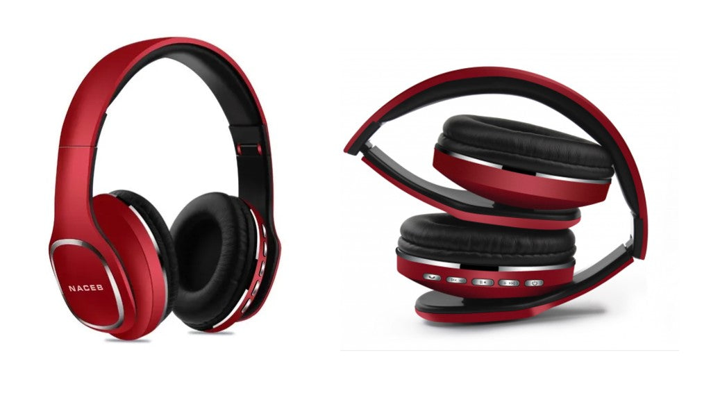 Audífono Diadema Inalámbrico Naceb Cetus Plegable 10 Hrs 3.5mm c/Micrófono Bluetooth 4.2 modelo NA-0307R color Rojo