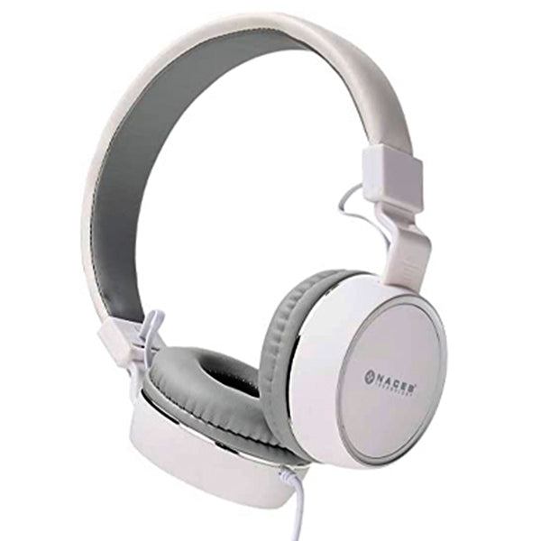 Audífono Diadema Alámbrico Naceb Zero Plegable Blanco/Gris 3.5mm c/Micrófono