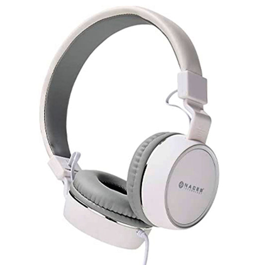 Audífono Diadema Alámbrico Naceb Zero Plegable Blanco/Gris 3.5mm c/Micrófono