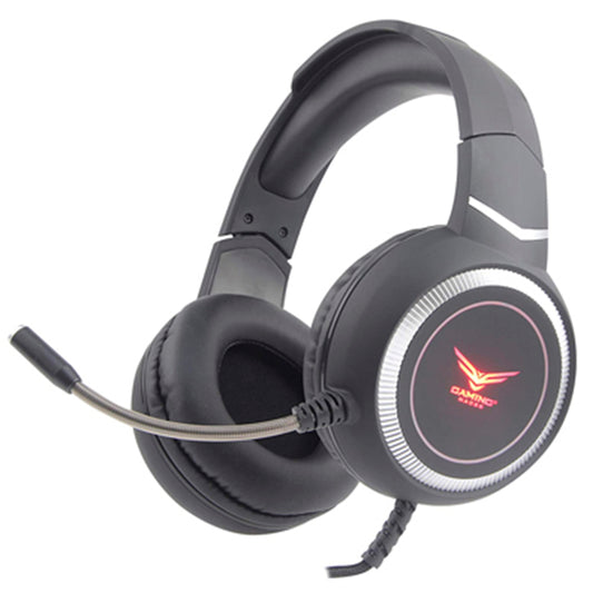 Audífono gamer diadema alámbrico Naceb iluminación 2 Metros 3.5mm RGB USB c/microf flexible 2.0 modelo NA-0311 color Negro