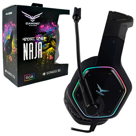 Audífono Naceb gamer Naja7.1Alámbrico 2 Metros USB color Negro