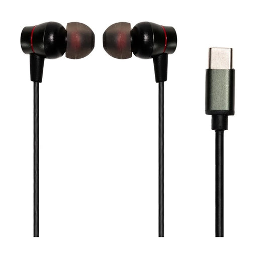 Audifonos alambricos Naceb color Negro IN-EAR USB-C con control