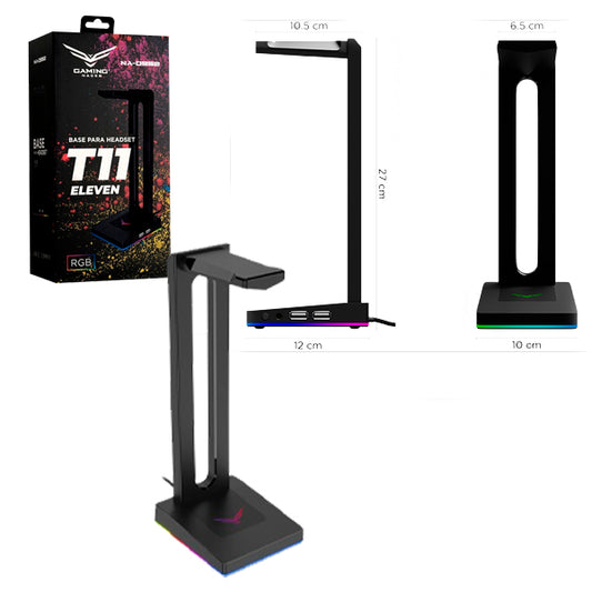 Base para audífonos Naceb iluminación rgb 2 USB 1 3.5mm molex