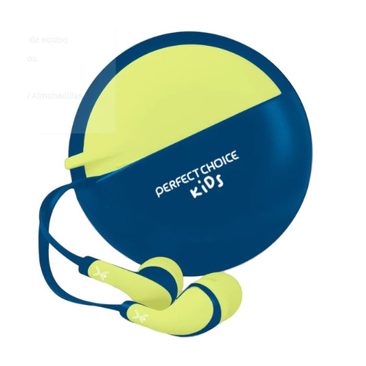 Audífonos Perfect Choice Intraauriculares Alámbricos Bubble Gum 1.2 Metros 3.5mm modelo PC-116509 color Amarillo/Azul