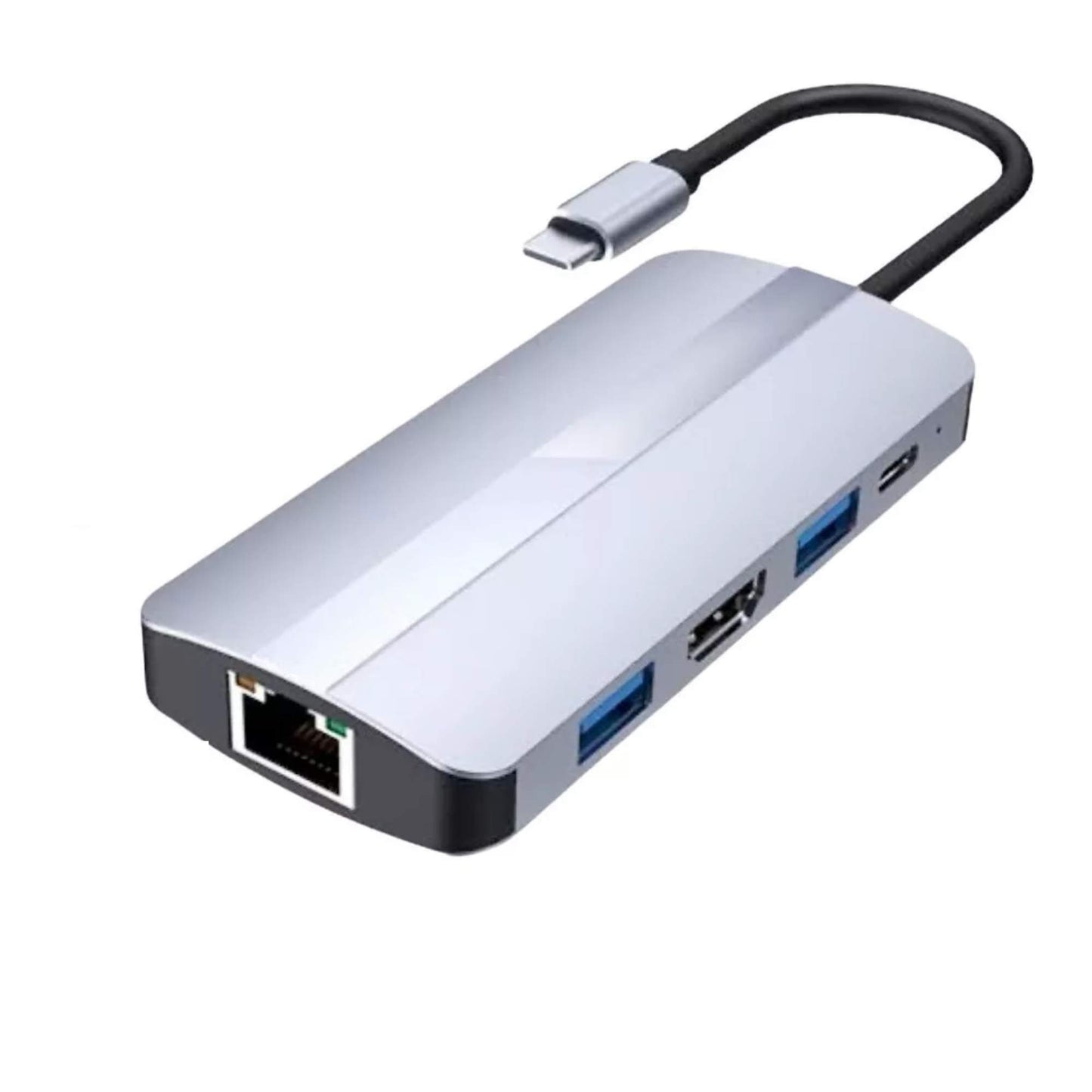 Adaptador Naceb entrada USB-C 8 en 1 RJ45+HDMI+3 USB 3.0+PD100W+SD con TF modelo NA-0129