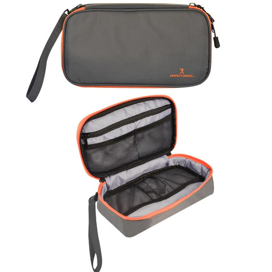 Estuche Perfect Choice organizador de Accesorios Portátil y Compacto Norbag modelo PC-082965 color Gris con Naranja