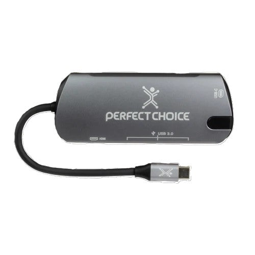 Hub Perfect Choice USB tipo C PC-101246 de 3 puertos 2.0 puerto de video HDMI portatil Plata