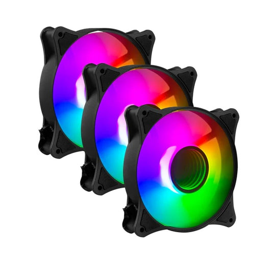 Kit 3 Ventiladores Balam Rush 120mm Negro ARGB Eolox Blaze EX90K Rainbown 120x120x25mm 1200RPM Hidráulico 12V Incluye Hub 4 Pin + 3 Pin