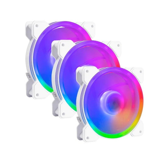 Kit 3 Ventiladores Balam Rush 120mm Blanco ARGB Eolox Blaze EX50KW 120x120x25mm + 1200 RPM + Hidráulico + 12 V Incluye Hub 4 Pin + 3 Pin para 8 Vent