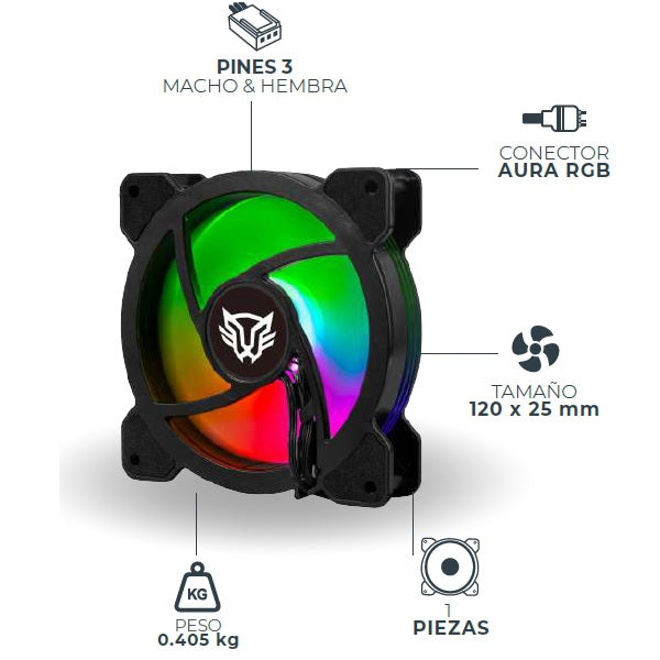 Ventilador Balam Rush 120mm Negro Eolox Blaze EX50 ARGB borde led Rainbown 120x120x25mm 1200RPM Hidráulico 12V