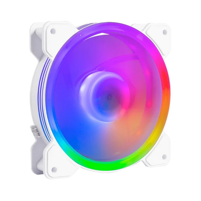 Ventilador Balam Rush 120mm Blanco Eolox Blaze EX50W ARGB borde led Rainbown 120x120x25mm 1200RPM Hidráulico 12V