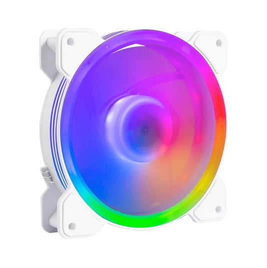 Ventilador Balam Rush 120mm Blanco Eolox Blaze EX50W ARGB borde led Rainbown 120x120x25mm 1200RPM Hidráulico 12V