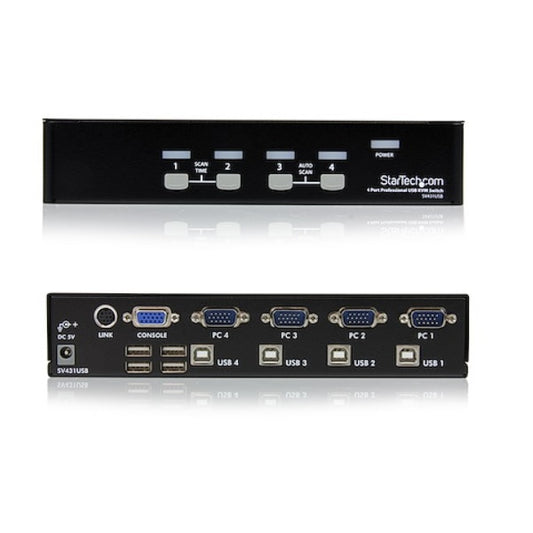 Switch KVM Startech de 4 puertos con USB 1 usuario Local controlar hasta 4 computadoras 1920 x 1440 - 8x USB - 5x VGA Modelo SV431USB