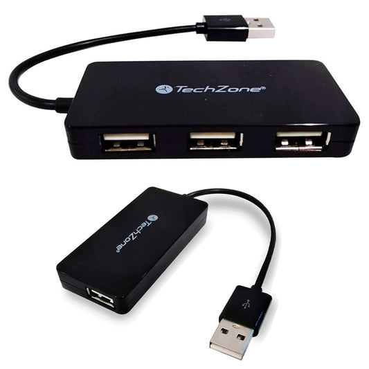 HUB TECHZONE 4 Puertos USB Negro Compatible con Windows y Mac 72x35x11mm
