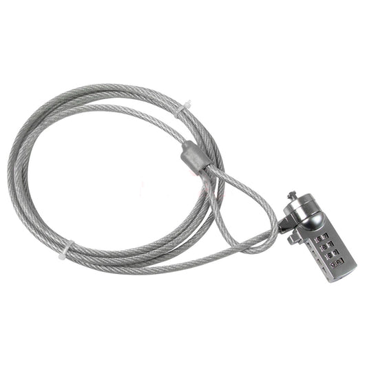 Candado Techzone para Laptop en Color Acero Inoxidable Cabezal Tipo Combinacion de 4 Digitos Largo 1.8m