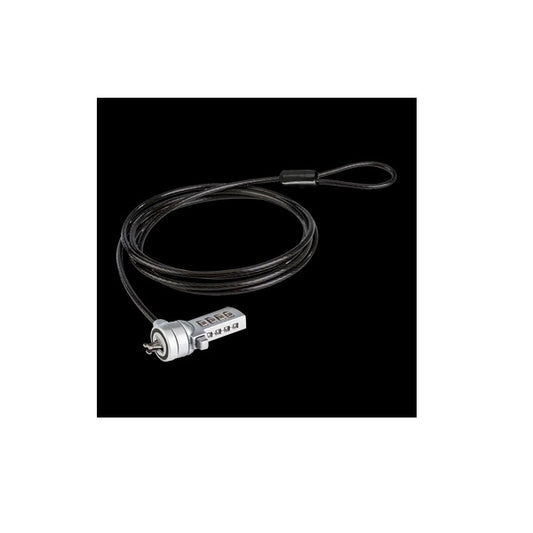 Candado Techzone para Laptop en Color Plata 3 Cabezales Intercambiables en 1 Candado (Tipo T Tipo Wedge Lock/N17 Tipo Nano Lock ) Largo 1.8m