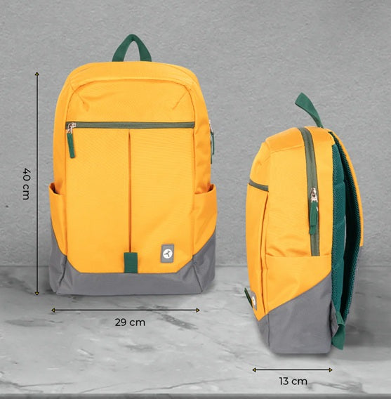 Mochila Techzone Rainbow para portatil 16p Amarillo c/gris y verde Forro 100% Poliester 43 x 30 x 14 cm