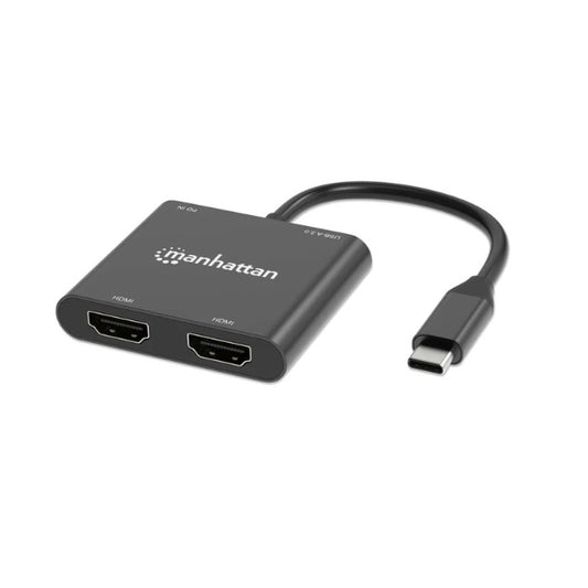 Adaptador Manhattan PD de USB C a monitor 2xHDMI para laptop y tablet 4k 60hz 59x52x12mm