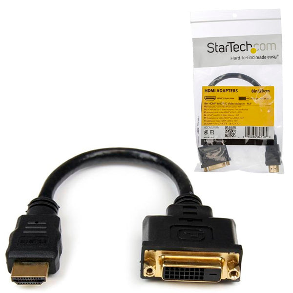 ADAPTADOR DE 20CM HDMI A DVI - DVI-D HEMBRA - HDMI MACHO - CABLE CONVERTIDOR DE VIDEO STARTECH HDDVIMF8IN