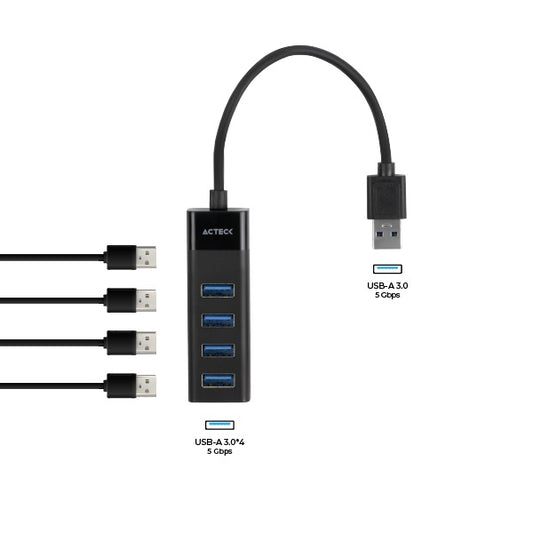Hub USB Acteck USB 4 en 1 Port X3 HD425 4 USB-A 3.0