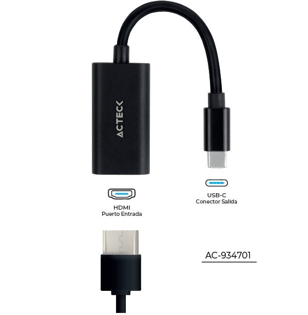 Adaptador Acteck USB C a HDMI Shift Plus AH440 Para Video Hasta 4K Macho Hembra