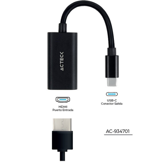 Adaptador Acteck USB C a HDMI Shift Plus AH440 Para Video Hasta 4K Macho Hembra