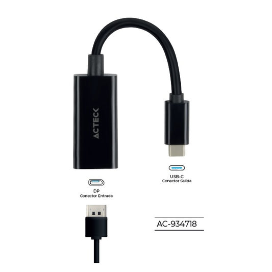 Adaptador Acteck USB C a Displayport Shift Plus AD420 para video hasta 4K macho hembra