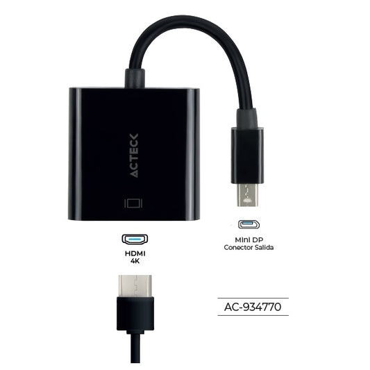 Adaptador Acteck Mini DisplayPort a HDMI Shift Plus AH430 Para Video Hasta 4K Macho Hembra