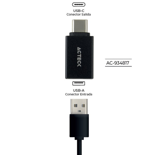 Adaptador Acteck USB C a USB-A 3.0 Shift Plus AU210 Tipo Dongle OTG Macho Hembra