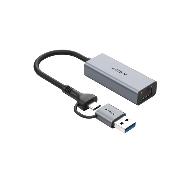Adaptador Acteck Gatex Net AN650 para Red Hasta 1000 Mbps USB C/A a Ethernet RJ45 Macho a Hembra Negro