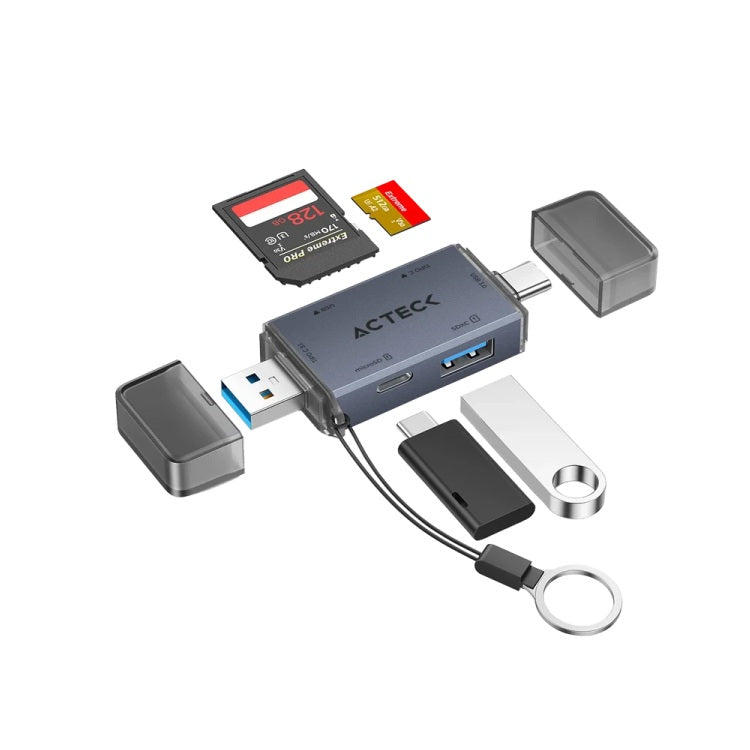 Lector de Memorias Acteck Gatex Read CR625 1 SD/1 MicroSD 2.0 titanio USB C/A AC-945059