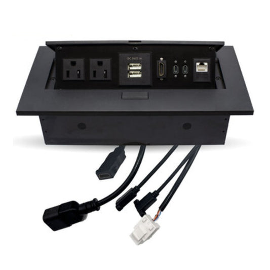 Caja para mesa Brobotix USB tipo C, HDMI, USB, RJ45 CAT6, 406405 corriente color Negro