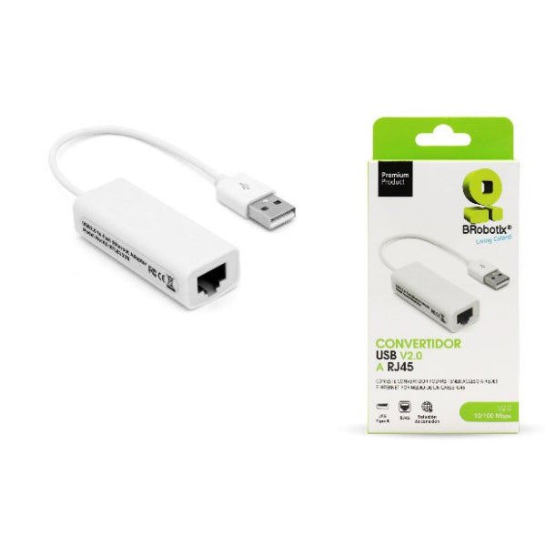 Convertidor Brobotix USB RJ45 V2.0 10/100 MBPS modelo 497592 color Blanco