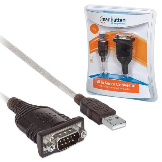 CONVERTIDOR MANHATTAN USB A SERIAL DB9M 45CM 256KBPS