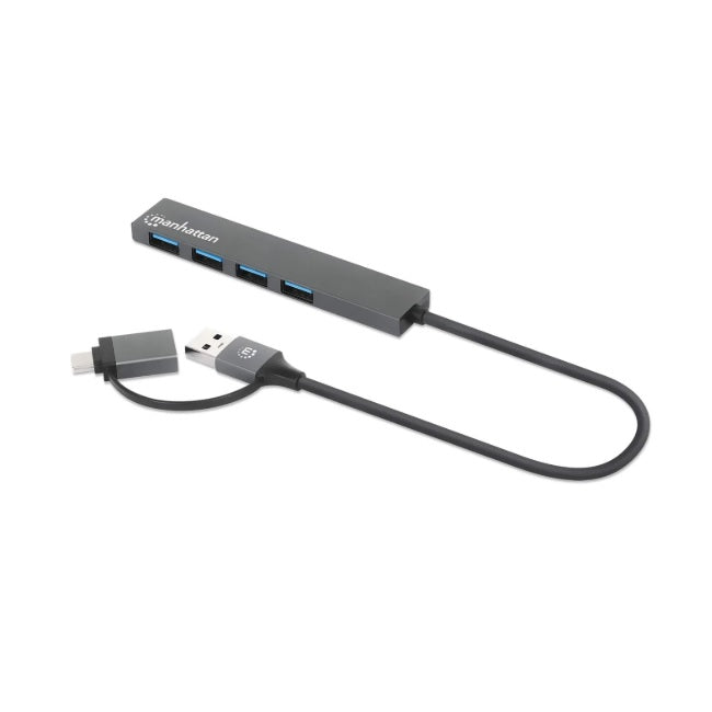 HUB Manhattan USB A/C con 4 Puertos USB A 3.2 Gen 1