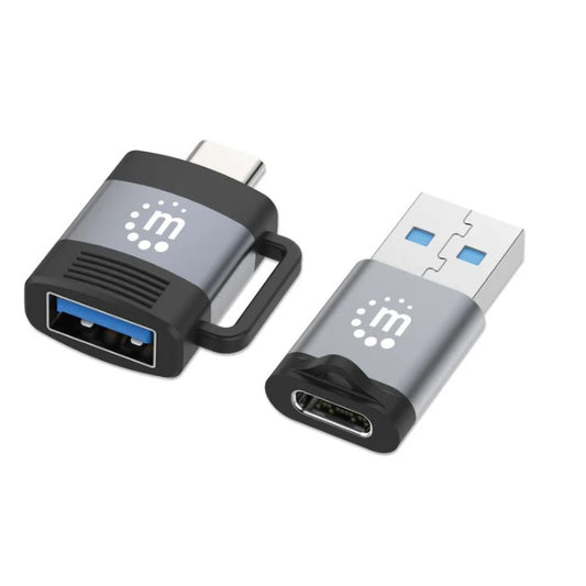 Adaptador Manhattan Kit USB-C a USB-A y USB-A a USB-C aluminio negro/gris espacial