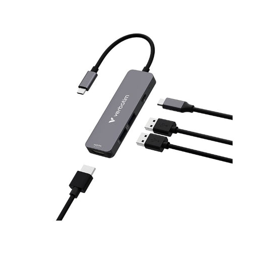 Hub Verbatim multipuerto USB C Essentials 4 puertos color Plateado