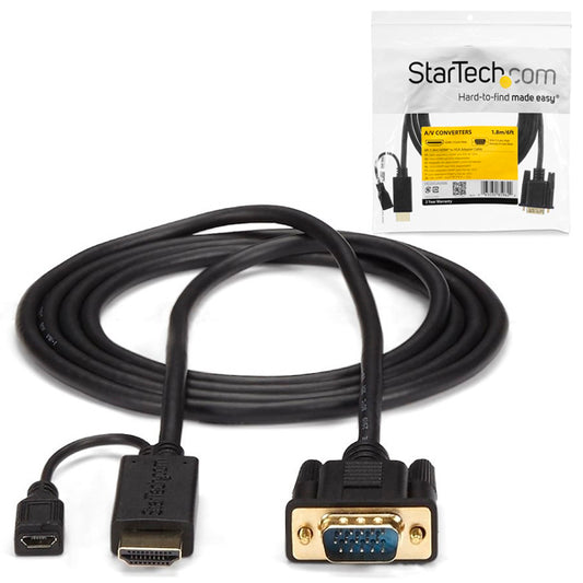 Convertidor Startech Cable de 1.8m Convertidor Activo HDMI a VGA Adaptador 1920x1200 Modelo HD2VGAMM6
