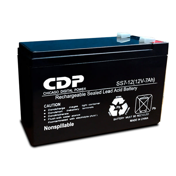 Batería CDP B-12/7.2 sellada de repuesto para No Break LSB 12V/7AH medidas 151x65x100mm