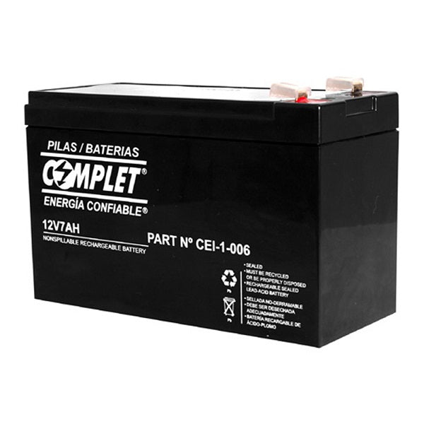 Batería COMPLET CEI-1-006 sellada de repuesto plomo ácido para UPS 12Vcc / 7Ah medidas 151x65x94mm