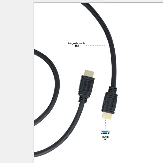 CABLE ACTECK HDMI A HDMI LINX PLUS 230 3M + HIGH SPEED 10.2GBPS + ARC + EHTERNET + CALIBRE 32 AWG 4K