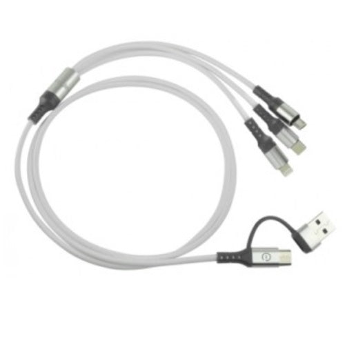 Cable de carga Easy line micro USB linghtning USB-C-3A 1.2 metros modeloEL-994329 color Plateado