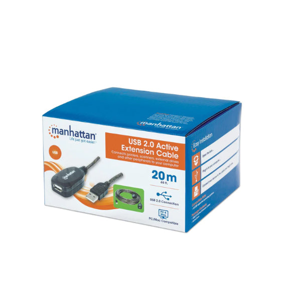 Cable Manhattan Extencion Activa USB 2.0 20m Negro