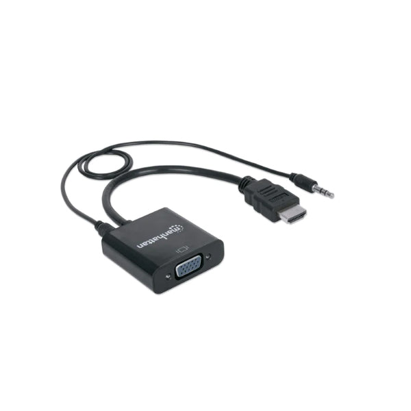 CONVERTIDOR MANHATTAN HDMI MACHO A VGA + AUDIO HEMBRA NEGRO