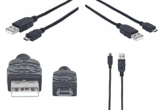 Cable Manhattan USB-A a MicroUSB B 3metros color negro