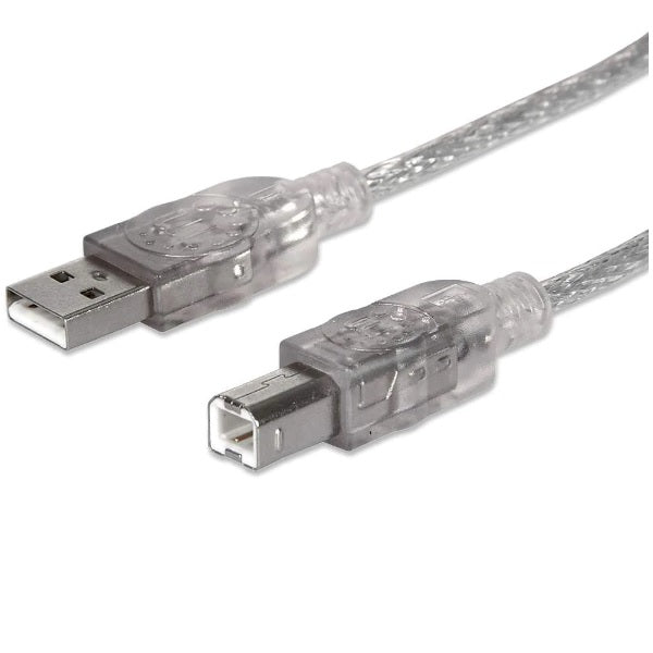 Cable Manhattan para Impresora USB A a USB B 1.8m Plata 480Mbps
