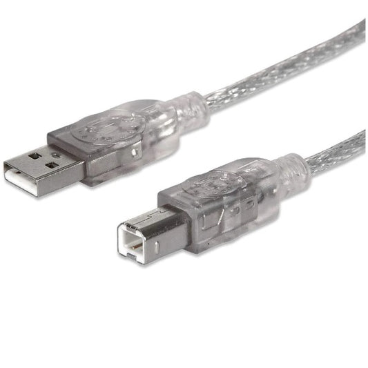 Cable Manhattan para Impresora USB A a USB B 1.8m Plata 480Mbps